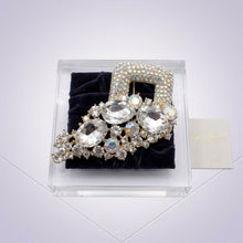 Load image into Gallery viewer, Aurbo Gold Cascading Crystal Square Brooch Pin
