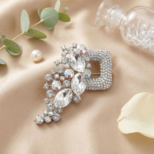 Load image into Gallery viewer, Aurbo Silver Cascading Crystal Square Brooch Pin
