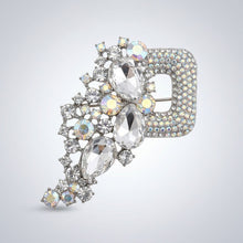Load image into Gallery viewer, Aurbo Silver Cascading Crystal Square Brooch Pin
