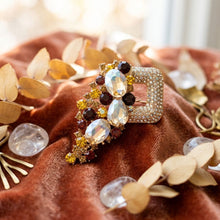 Load image into Gallery viewer, Brown Gold Cascading Crystal Square Brooch Pin

