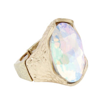 Load image into Gallery viewer, Cocktail Round Cut Aurbo Crystal Gold Stretch Ring
