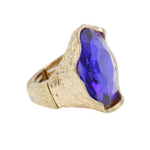 Load image into Gallery viewer, Cocktail Round Cut Blue Crystal Gold Stretch Ring
