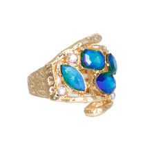 Load image into Gallery viewer, Cocktail Ring Blue Loop Crystal Ring
