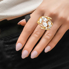 Load image into Gallery viewer, Cocktail Ring Gold Loop Crystal Ring
