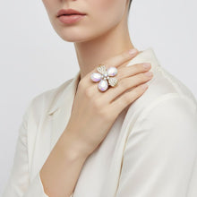 Load image into Gallery viewer, Cocktail Ring Aurbo Teardrop Crystal Flower Design
