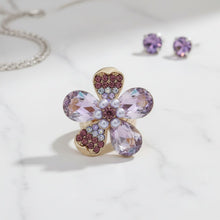 Load image into Gallery viewer, Cocktail Ring Mixed Purple Teardrop Crystal Flower
