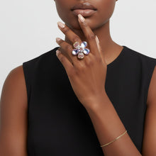 Load image into Gallery viewer, Cocktail Ring Mixed Purple Teardrop Crystal Flower
