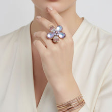 Load image into Gallery viewer, Cocktail Ring Mixed Purple Teardrop Crystal Flower
