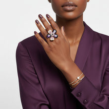 Load image into Gallery viewer, Cocktail Ring Purple Teardrop Crystal Flower Design
