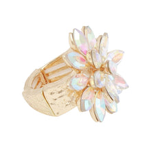 Load image into Gallery viewer, Cocktail Stacked Aurbo Marquise Flower Gold Ring
