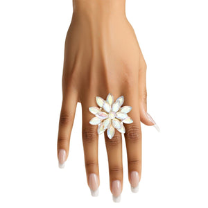 Cocktail Stacked Aurbo Marquise Flower Gold Ring