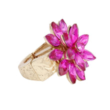 Load image into Gallery viewer, Cocktail Stacked Fuchsia Marquise Flower Gold Ring

