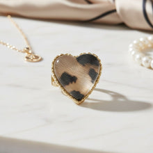 Load image into Gallery viewer, Chunky Heart Leopard Print Stretch Cocktail Ring
