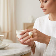 Load image into Gallery viewer, Jumbo Cream Faux Pearl Stretch Cocktail Ring

