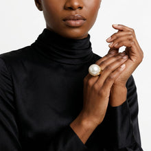 Load image into Gallery viewer, Jumbo Cream Faux Pearl Stretch Cocktail Ring
