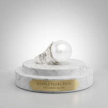 Load image into Gallery viewer, Jumbo White Faux Pearl Stretch Cocktail Ring
