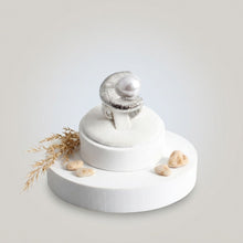 Load image into Gallery viewer, Chunky Silver Textured Crescent Pearl Ring
