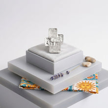 Load image into Gallery viewer, Chunky Silver Textured Geometric Cross Ring
