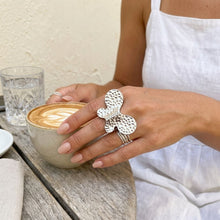 Load image into Gallery viewer, Silver Hammered Butterfly Large Cocktail Ring
