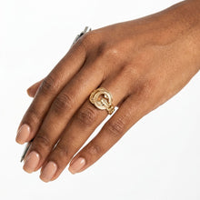 Load image into Gallery viewer, Gold Pave G Letter Adjustable Chain Band Ring
