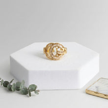 Load image into Gallery viewer, Gold Pave G Letter Adjustable Chain Band Ring
