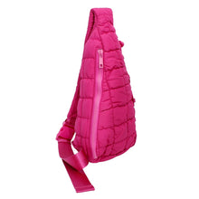 Load image into Gallery viewer, Quilted Sling Bag Fuchsia Crossbody Bag for Women
