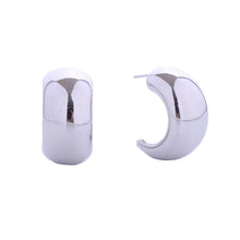 Load image into Gallery viewer, Hoop White Gold Small Moon Wide Earrings for Women
