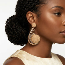 Load image into Gallery viewer, Egyptian Wing with Brown Raffia Drop Earrings

