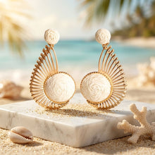 Load image into Gallery viewer, Egyptian Wing with Ivory Raffia Drop Earrings
