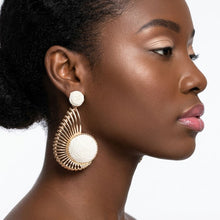 Load image into Gallery viewer, Egyptian Wing with Ivory Raffia Drop Earrings
