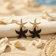 Load image into Gallery viewer, White and Black Starfish Drop Earrings
