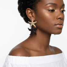 Load image into Gallery viewer, White and Black Starfish Drop Earrings
