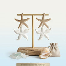 Load image into Gallery viewer, White and Gold Starfish Drop Earrings

