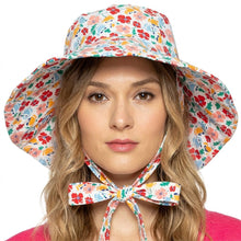 Load image into Gallery viewer, Vintage Red Floral Chin Tie Bucket Hat
