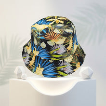 Load image into Gallery viewer, Blue Black Tropical Reversible Bucket Hat
