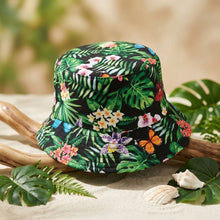 Load image into Gallery viewer, Green Black Tropical Reversible Bucket Hat
