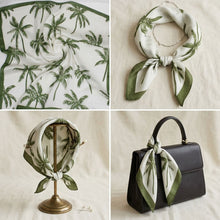 Load image into Gallery viewer, Silky Square Green Palm Tree Print Fashion Scarf
