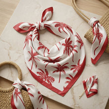 Load image into Gallery viewer, Silky Square Red Palm Tree Print Fashion Scarf
