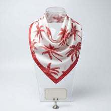 Load image into Gallery viewer, Silky Square Red Palm Tree Print Fashion Scarf
