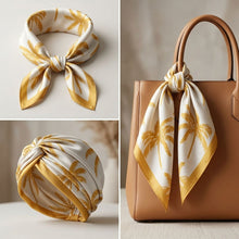 Load image into Gallery viewer, Silky Square Yellow Palm Tree Print Fashion Scarf
