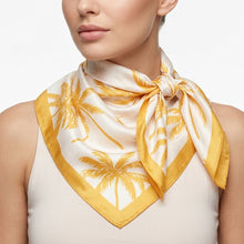 Load image into Gallery viewer, Silky Square Yellow Palm Tree Print Fashion Scarf
