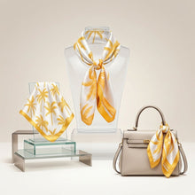 Load image into Gallery viewer, Silky Square Yellow Palm Tree Print Fashion Scarf
