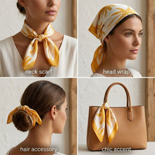 Load image into Gallery viewer, Silky Square Yellow Palm Tree Print Fashion Scarf

