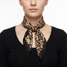 Load image into Gallery viewer, Silky Square Brown and Black Leopard Fashion Scarf
