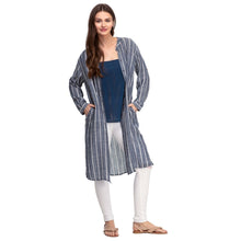 Load image into Gallery viewer, Blue Pin Stripe Long Shirt Kimono
