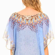 Load image into Gallery viewer, Blue Boho Print Poncho Top
