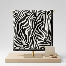 Load image into Gallery viewer, Silky Square Black Cream Zebra Print Fashion Scarf
