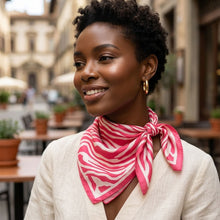 Load image into Gallery viewer, Silky Square Pink Zebra Print Fashion Scarf
