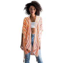 Load image into Gallery viewer, Beige Tribal Stripe Print Kimono
