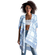 Load image into Gallery viewer, Blue Tile Print Kimono
